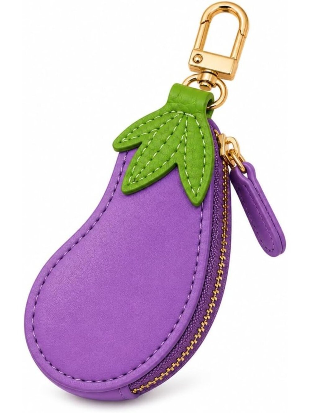 Mini Zipper Coin Purse Keychain - PU Leather Fruit Design Pouch for Women